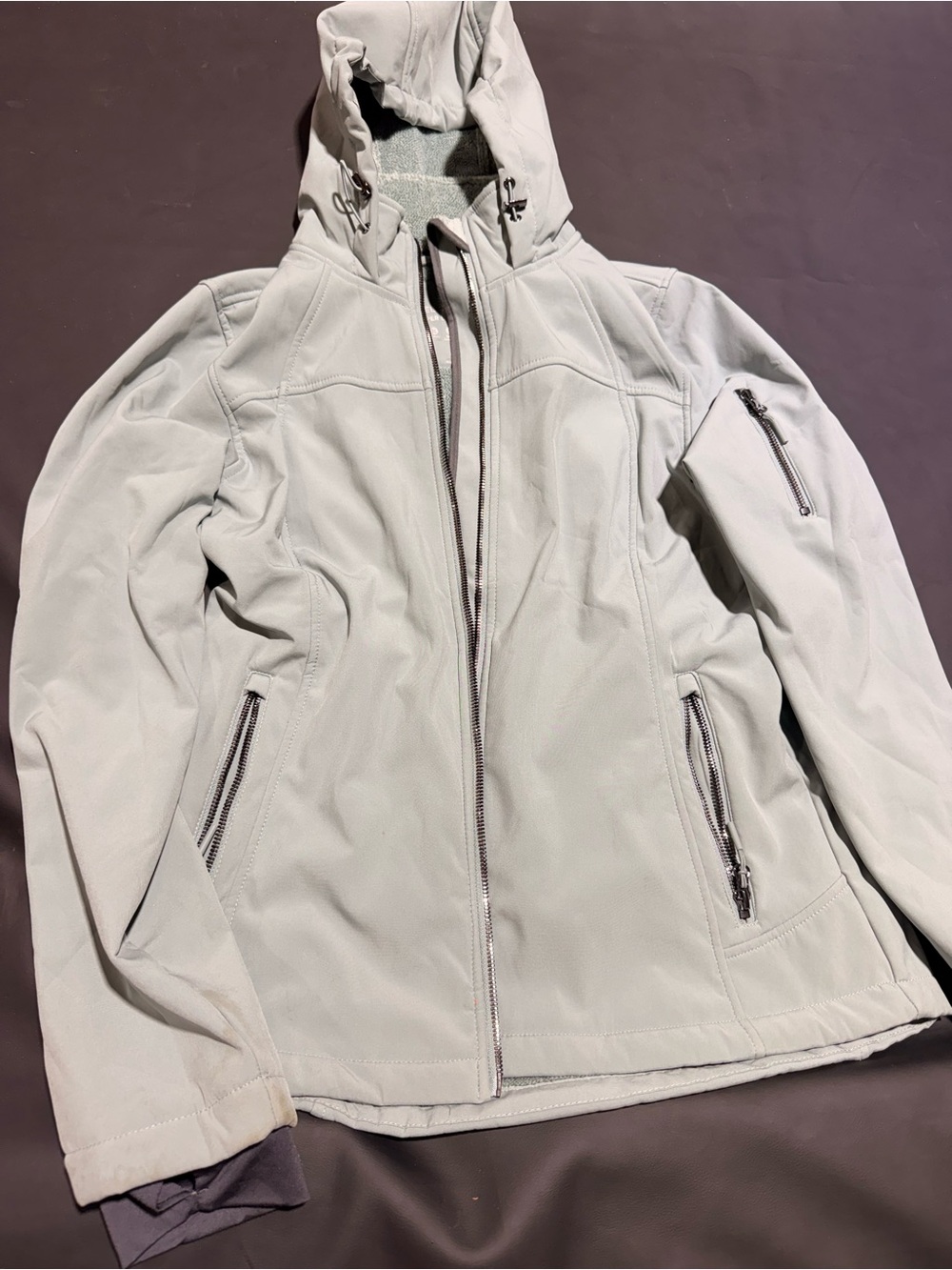 Free Country Light Gray Hooded Utility Jacket